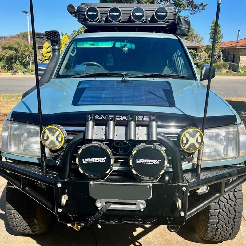 Toyota LandCruiser 100 Series J100 Lensun 100W Hood Flexible Solar Panel-1