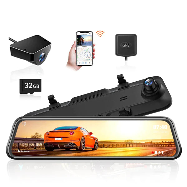 Wolfbox G840H Wi-Fi Rear View Mirror Dash Cam