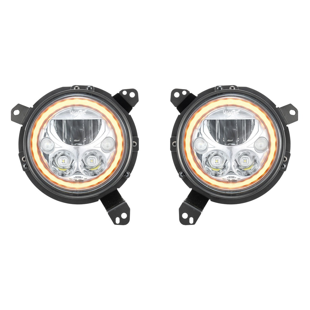 18+ Jeep JL / '20+ Jeep Gladiator VX LED Headlight Kit - Chrome | Amber Halo