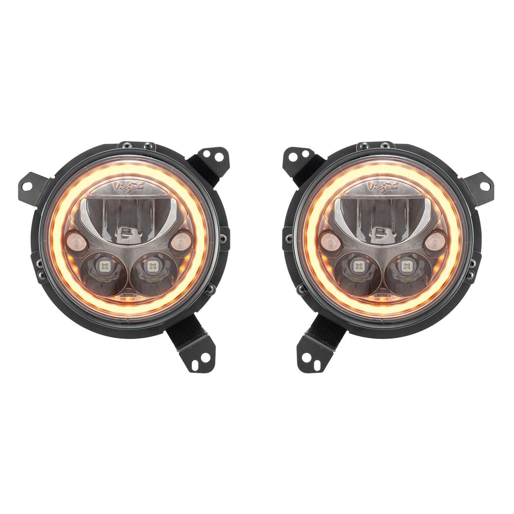 18+ Jeep JL / '20+ Jeep Gladiator VX LED Headlight Kit - Black Chrome | Amber Halo