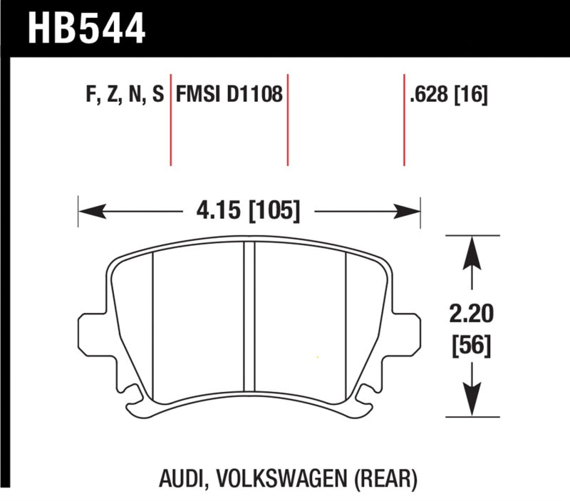 Hawk 06 Audi A6 Quattro Avant / 06-09 A6 Quattro HP+ Rear Brake Pads