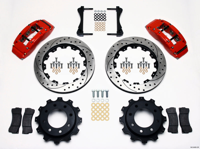 Wilwood TC6R Rear Kit 16.00in Drilled Red 1999-2010 GM Trk 2500 HD 4.84 Cntr