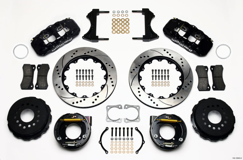 Wilwood AERO4 Rear P-Brake Kit 14.00in Drilled Chevy 12 Bolt-Spec 3.15in Bearing