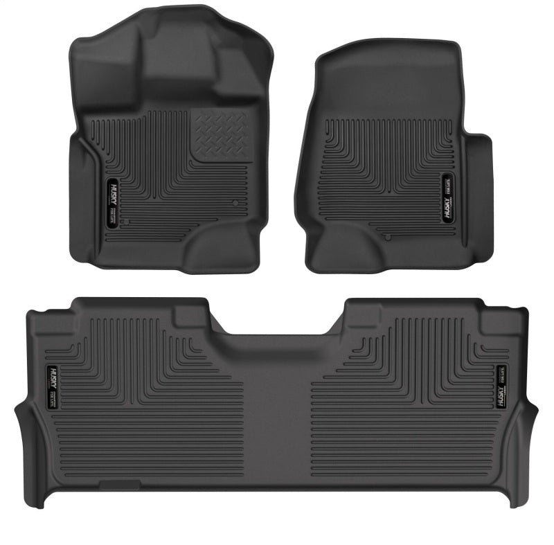 Husky Liners 21-23 Ford F-150 CC SC X-Act Contour Front & Second Row Seat Floor Liners - Black