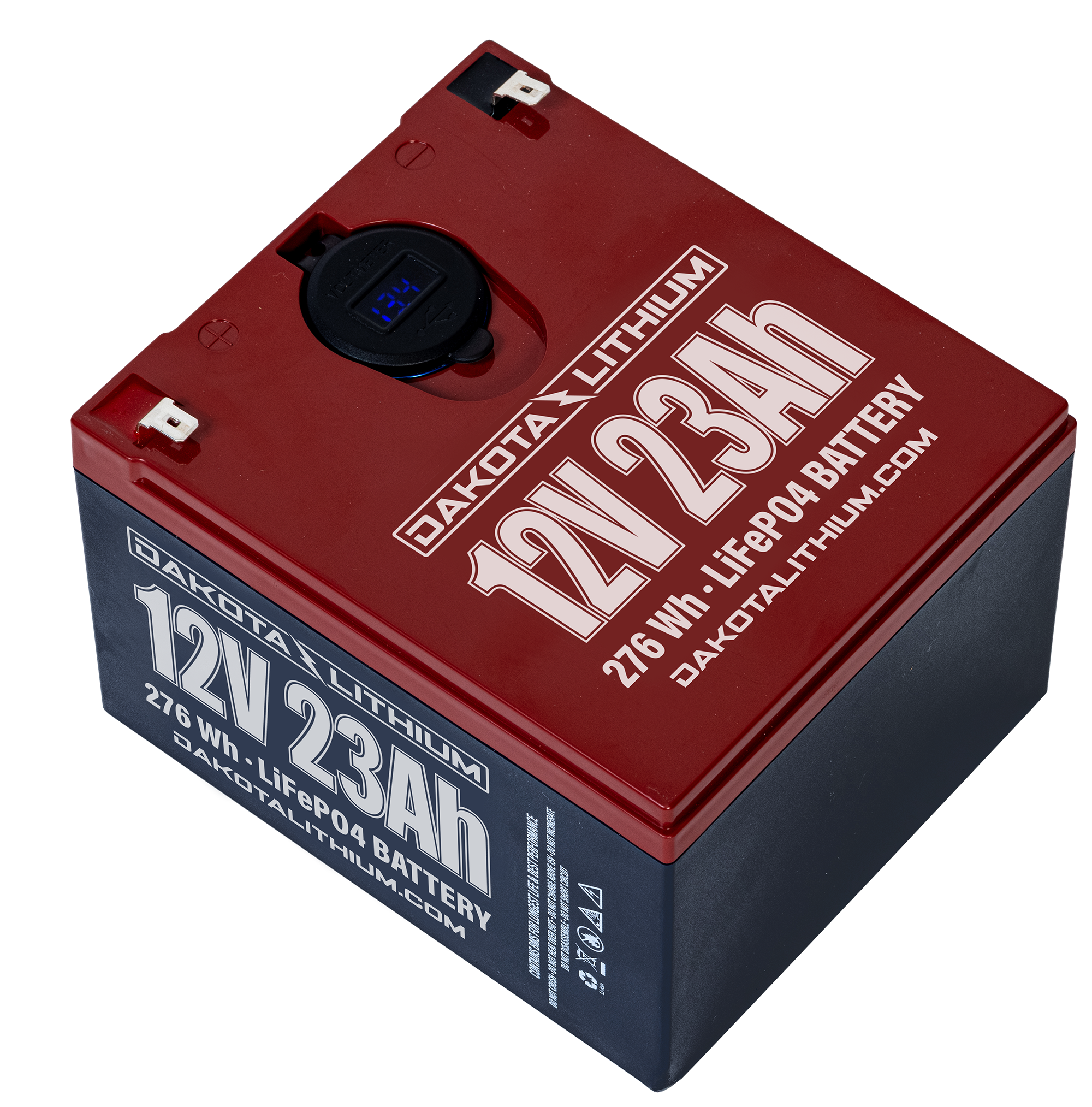 Dakota Lithium 12V 23Ah Battery With Dual USB Ports & Voltmeter