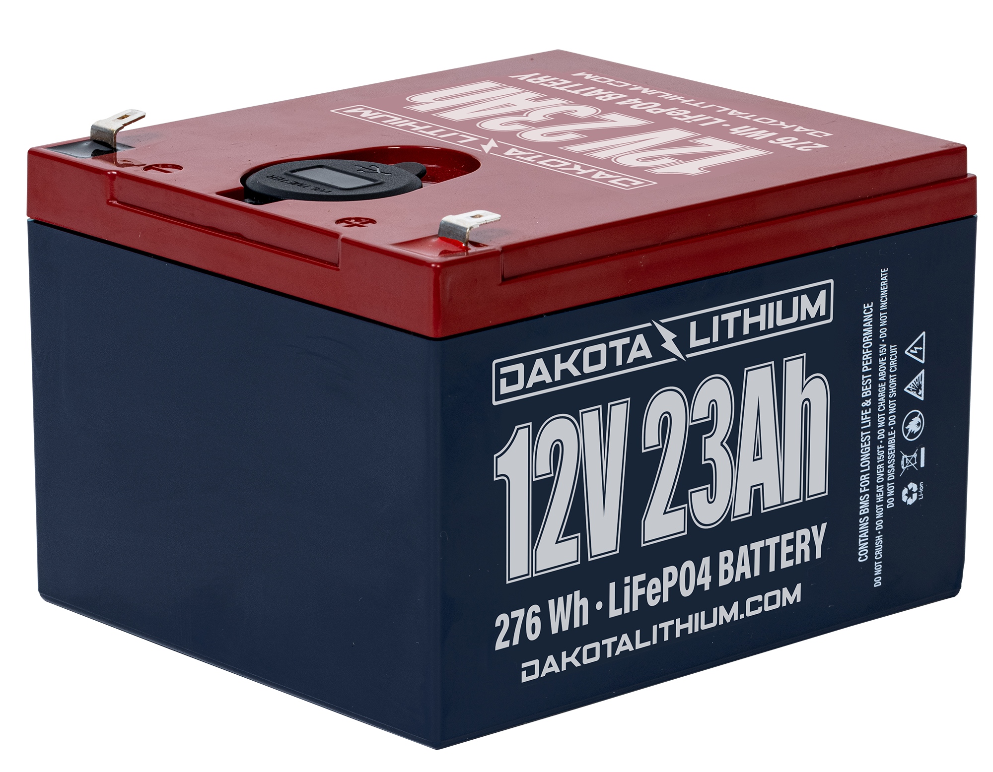 Dakota Lithium 12V 23Ah Battery With Dual USB Ports & Voltmeter