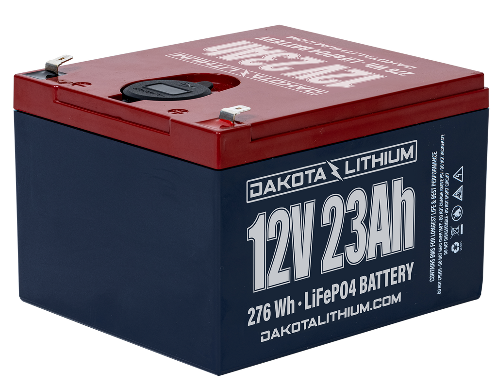 Dakota Lithium 12V 23Ah Battery With Dual USB Ports & Voltmeter