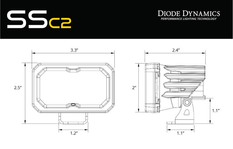 Diode Dynamics Stage Series 1 1/4 In Roll Bar Chase Light Kit SSC2 Pro - Yellow (Pair)