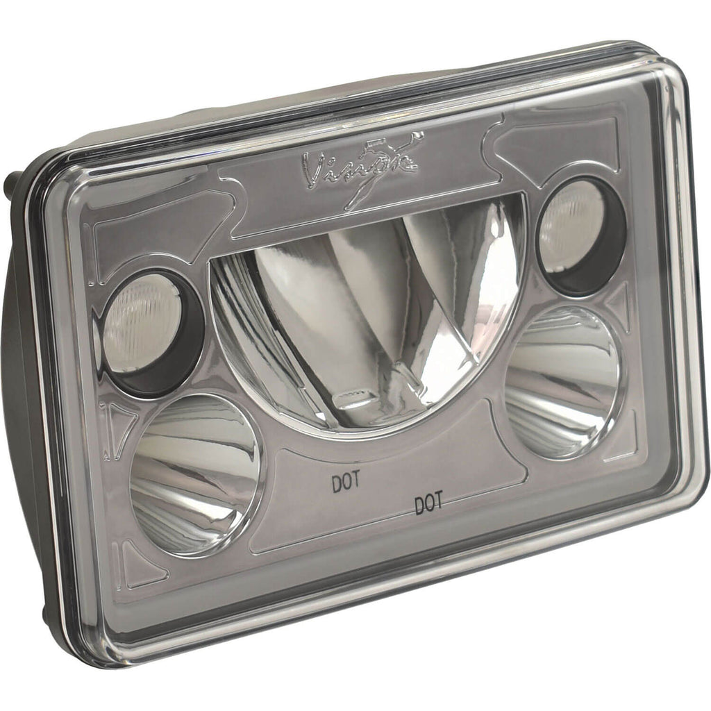 Single 4x6 Rectangle VX Amber Black Chrome LED Headlight (with Low-High-Halo)