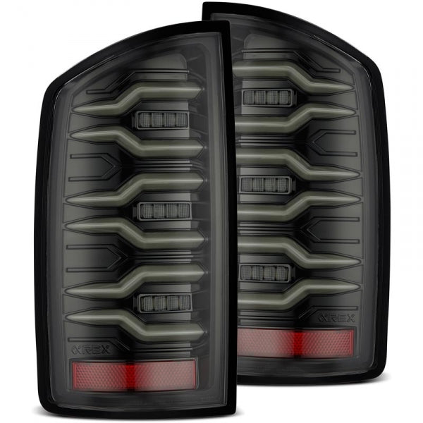 AlphaRex 07-08 Dodge Ram1500/07-09 Dodge Ram 2500+3500 Luxx-Series LED Tail Lights(Pair) Alpha Black