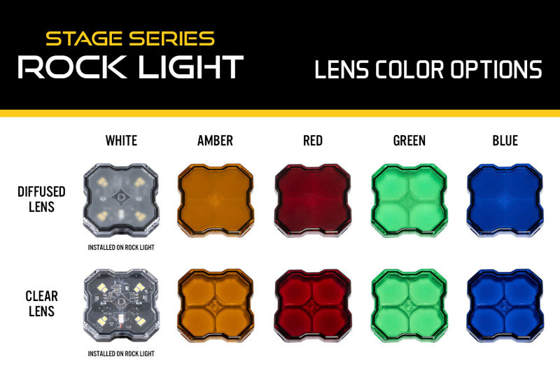 Diode Dynamics Stage Series Rock Lights - Amber Clear Lens