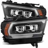 AlphaRex 19-22 Dodge Ram 1500 LUXX LED Proj Headlights Black w/Seq Activation Light/Seq Signal/DRL