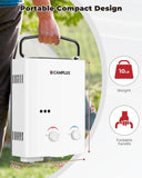 Camplux 5L 1.32 GPM Outdoor Portable Propane Tankless Water Heater - White