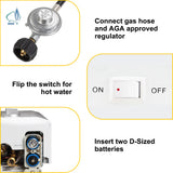 Camplux 8L Portable Gas Hot Water Heater w/ 4.3L Pump & Sink Sprayer & Shower Stand