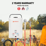 Camplux 8L Portable Gas Hot Water Heater w/ 4.3L Pump & Sink Sprayer & Shower Stand