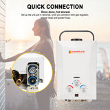 Camplux 8L Portable Gas Hot Water Heater w/ 4.3L Pump & Sink Sprayer & Shower Stand