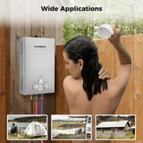 Portable Propane Tankless Water Heater , Camplux 2.11 GPM On Demand Camping Gas Water Heater, Gray