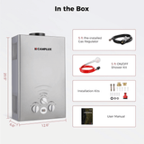 Portable Propane Tankless Water Heater , Camplux 2.11 GPM On Demand Camping Gas Water Heater, Gray