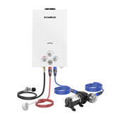 Propane Portable Tankless Water Heater Outdoor, Camplux 2.64 GPM Instant Hot Camping Showers with 3.3 GPM Water Pump & Pipe Strainer