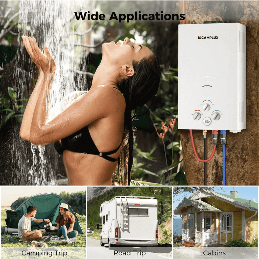 camp lux Propane Portable Tankless Water Heater Outdoor, Camplux 2.64 GPM Insta – Juniper Overland