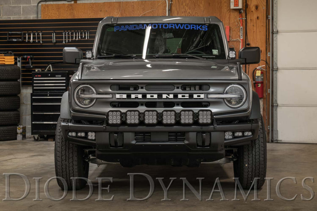 Diode Dynamics - Bronco SS5 6-Pod CrossLink Grille Lightbar Kit  Sport White Combo