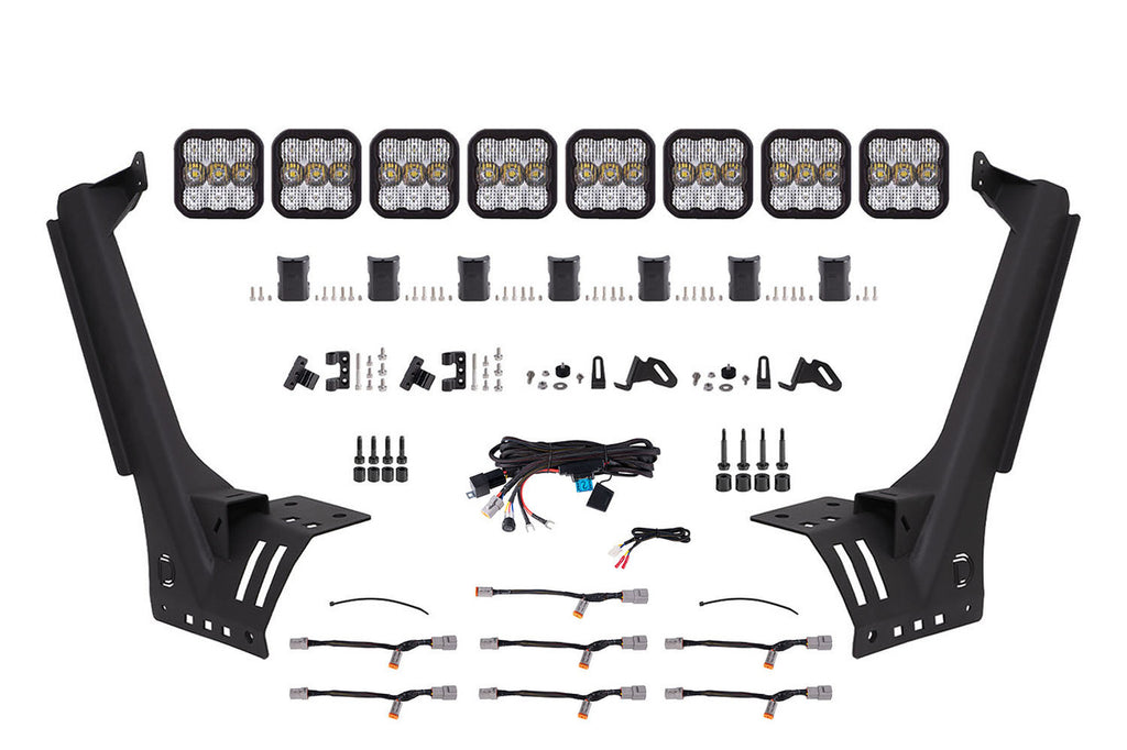 Diode Dynamics - Jeep JL SS5 Pro CrossLink Windshield White Combo Lightbar Kit