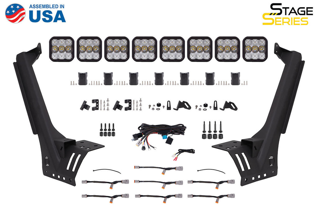 Diode Dynamics - Jeep JL SS5 Pro CrossLink Windshield Yellow Combo Lightbar Kit