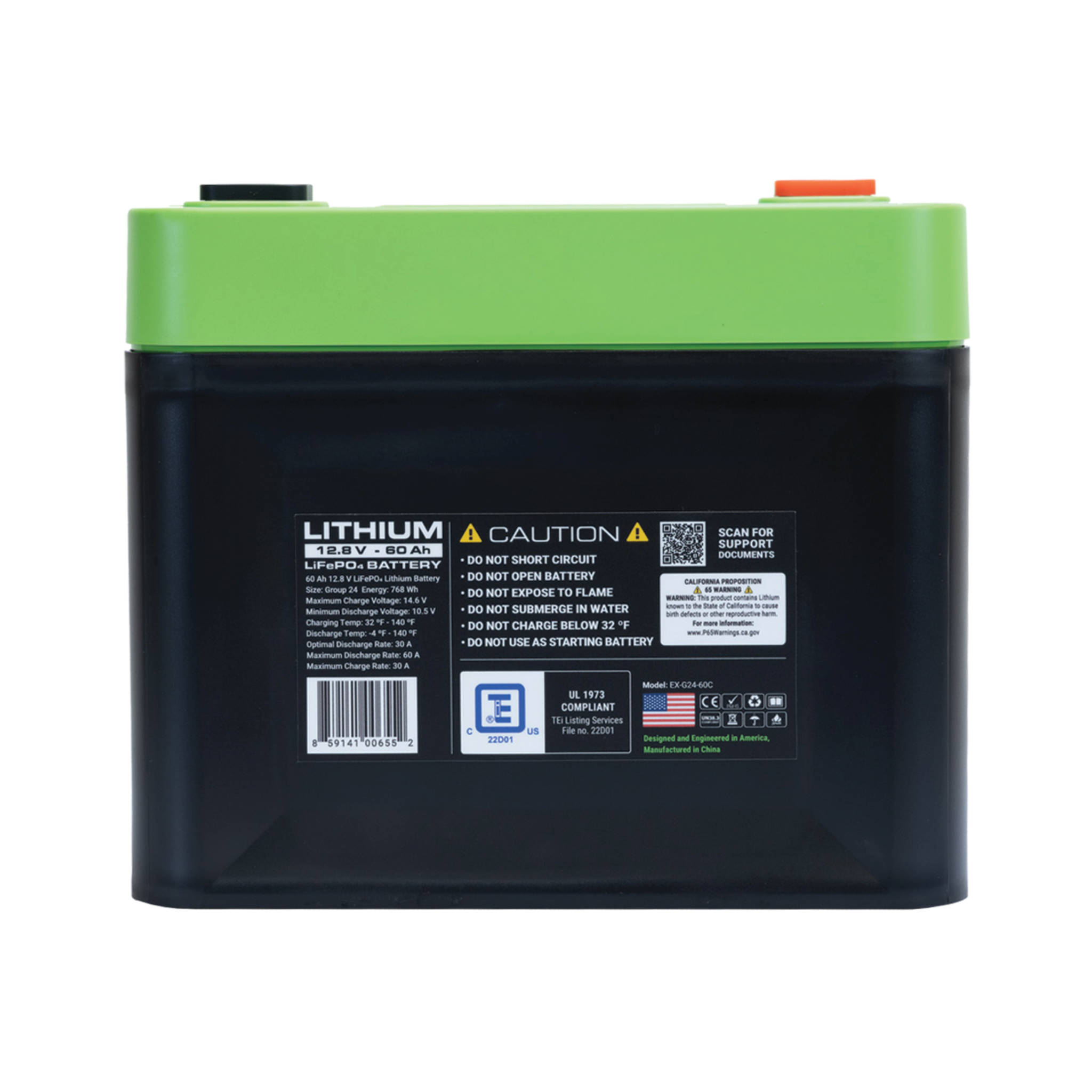 12V 60Ah LiFePO4 Lithium Battery – Group 24 | Expion360