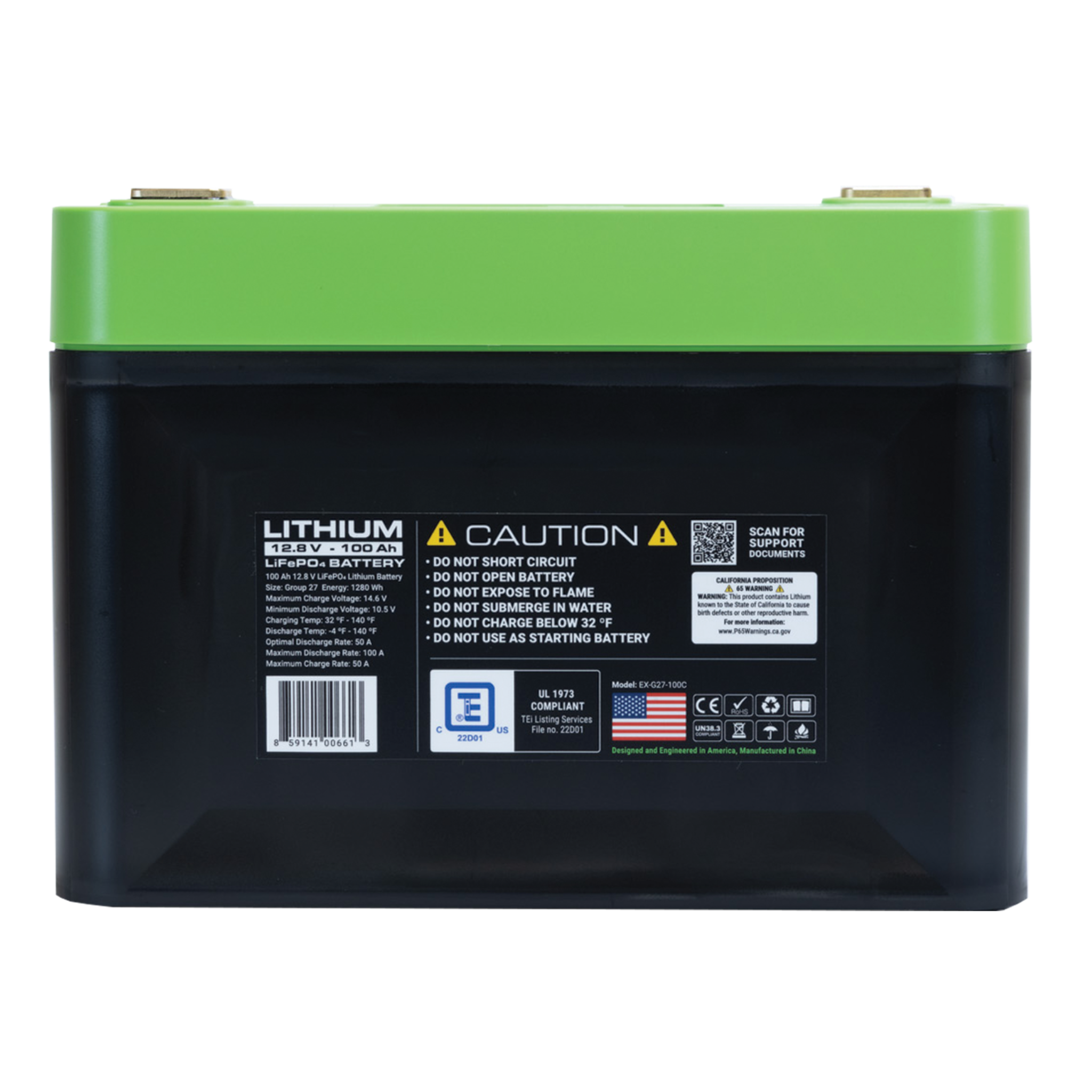12V 100Ah LiFePO4 Lithium Battery – Group 27 | Expion360