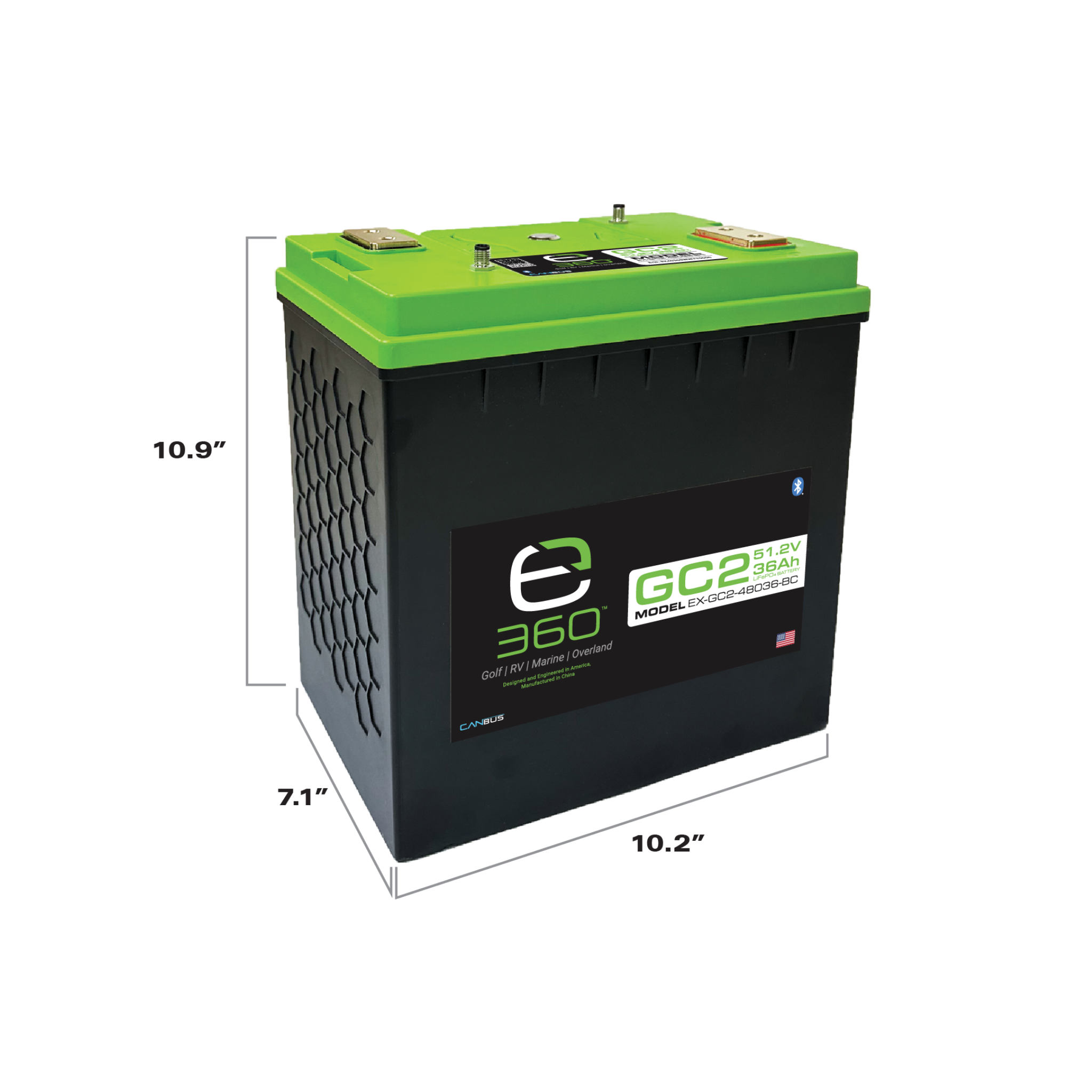 48V 36Ah LiFePO4 Lithium Battery – GC2, Bluetooth | Expion360
