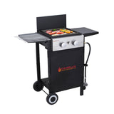 Camplux Outdoor Gas Griddle Grill Combo 2 Burner with Lid,Camping and Tailgating 22,000 BTU - Black