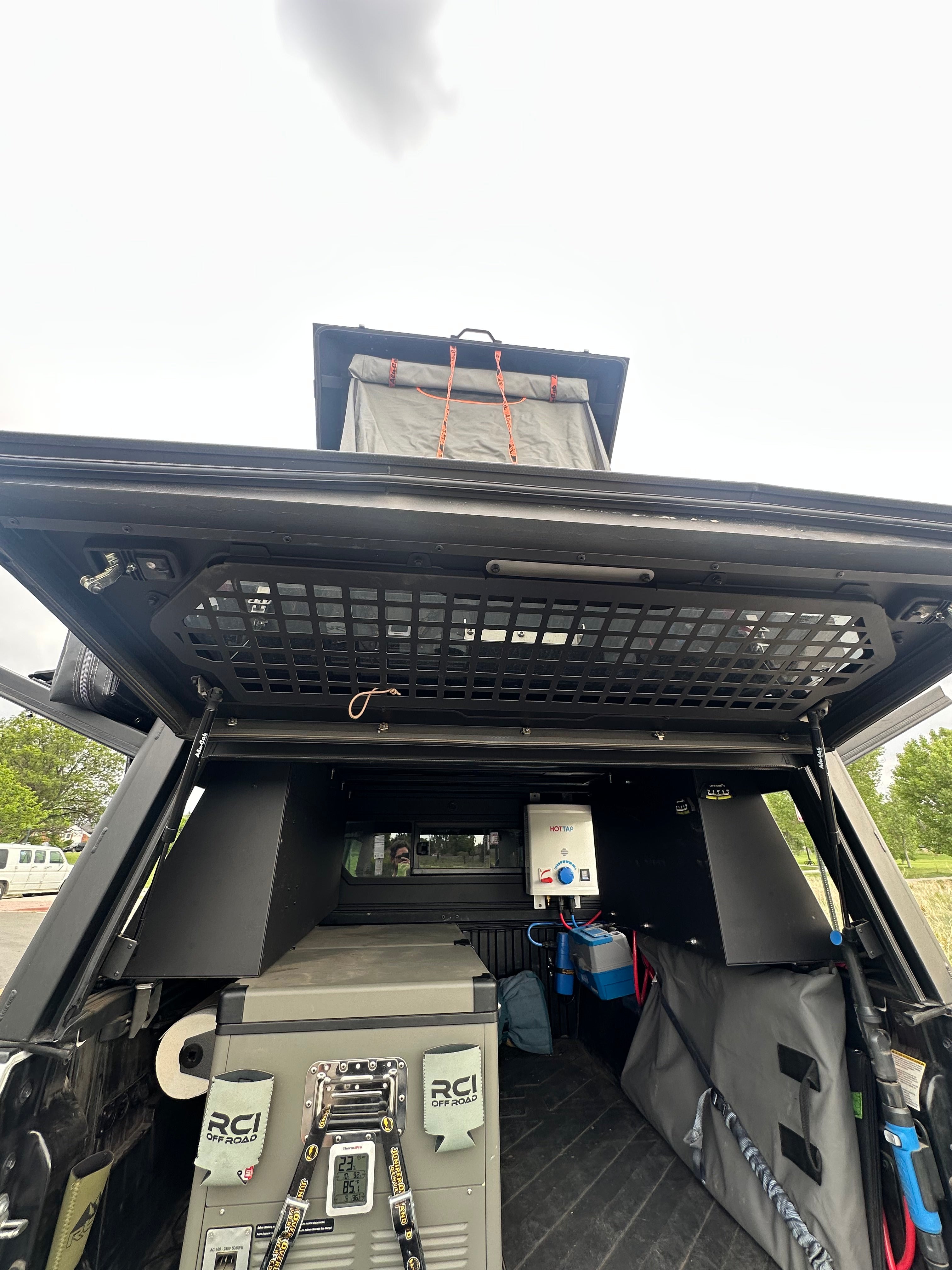Used Alu-Cab Contour Canopy & 3-R Roof Top Tent w/ Accessories - 2016-2023 Toyota Tacoma 5' Bed