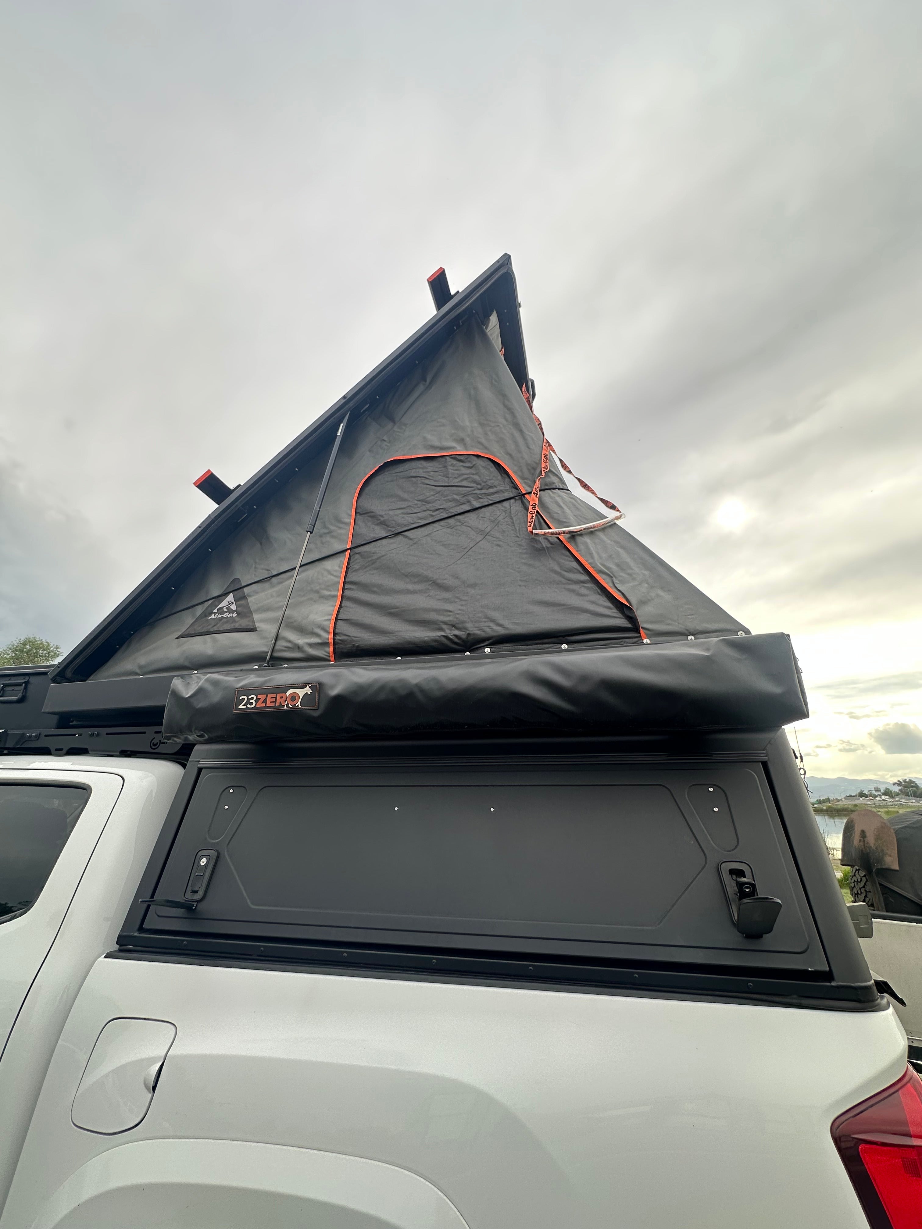 Used Alu-Cab Contour Canopy & 3-R Roof Top Tent w/ Accessories - 2016-2023 Toyota Tacoma 5' Bed