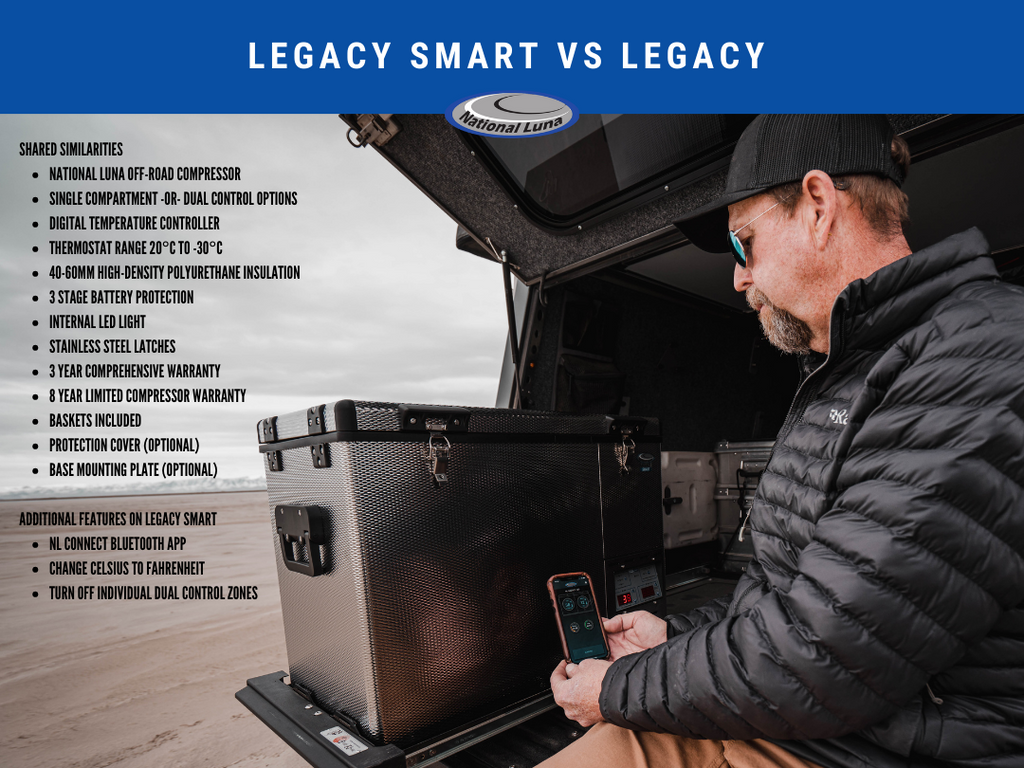 National Luna 50L Stainless Steel Legacy Smart QC Dual Zone Fridge/Freezer