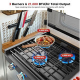 CAMPLUX RV Stove 3 Burners 21,000 BTU, 21 Inches Propane RV Cooktop