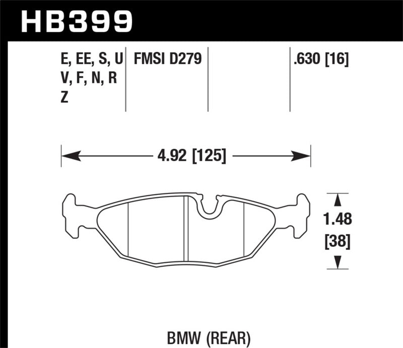 Hawk 86-87 BMW 325 2.7L Rear ER-1 Brake Pads