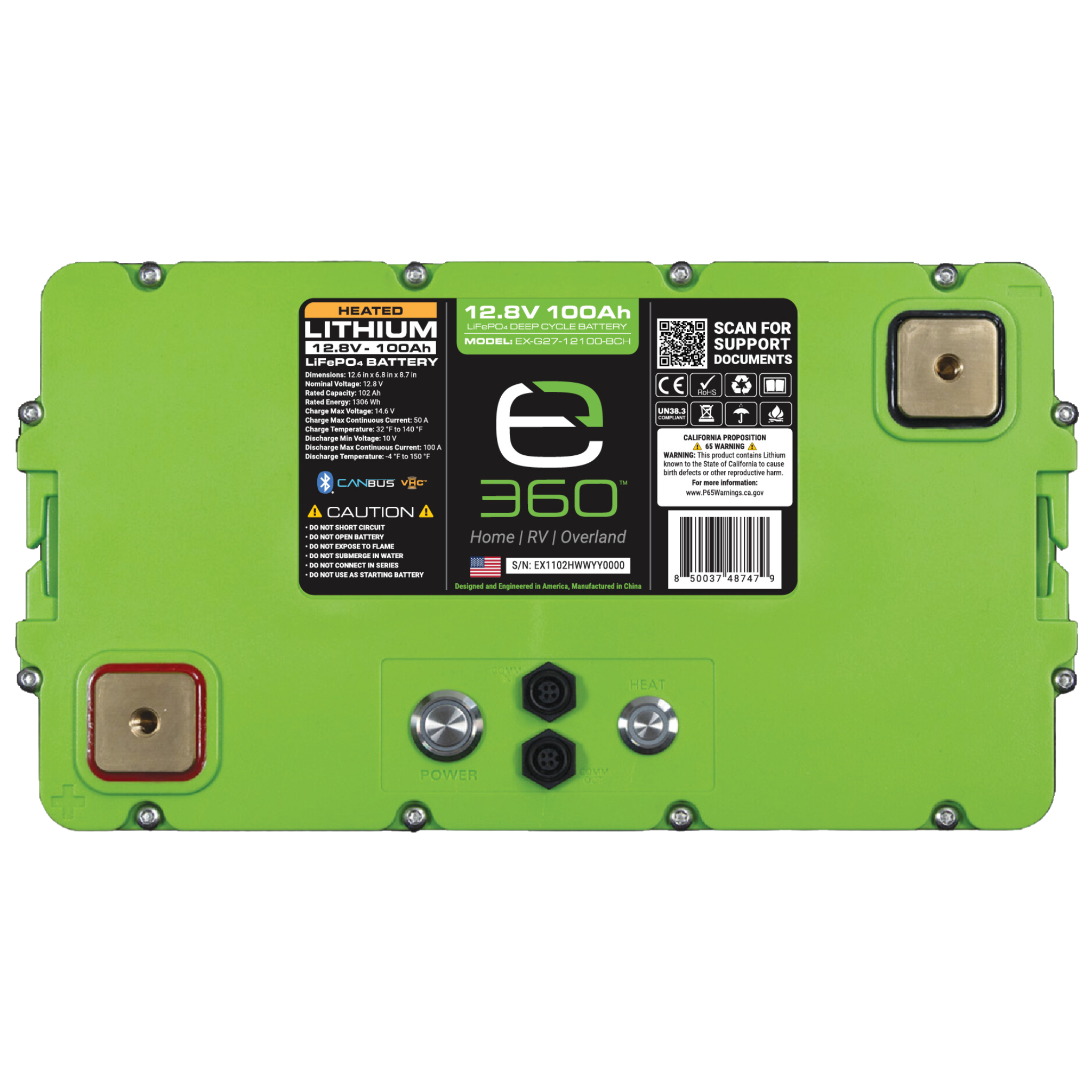 12V 100Ah LiFePO4 Lithium Battery – Group 27, Bluetooth & Heated | Expion360