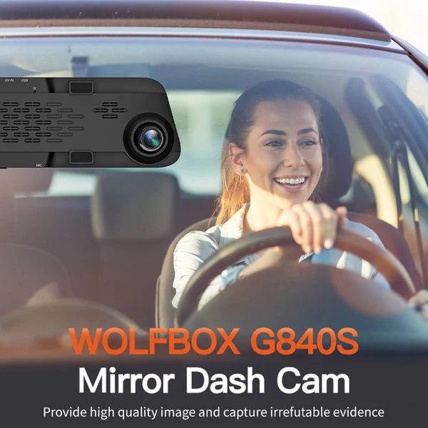 Wolfbox G840S 12″ 4K Mirror Dash Cam 2160P Full HD Smart Rear View Camera Mirror Dash Cam