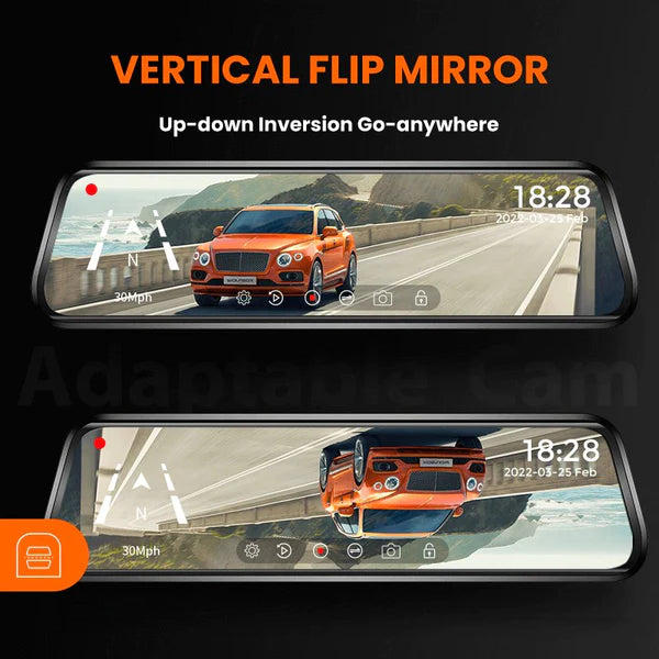 Wolfbox G900 12 Inch Dual Channel Rear View Mirror 4K Dash Cam
