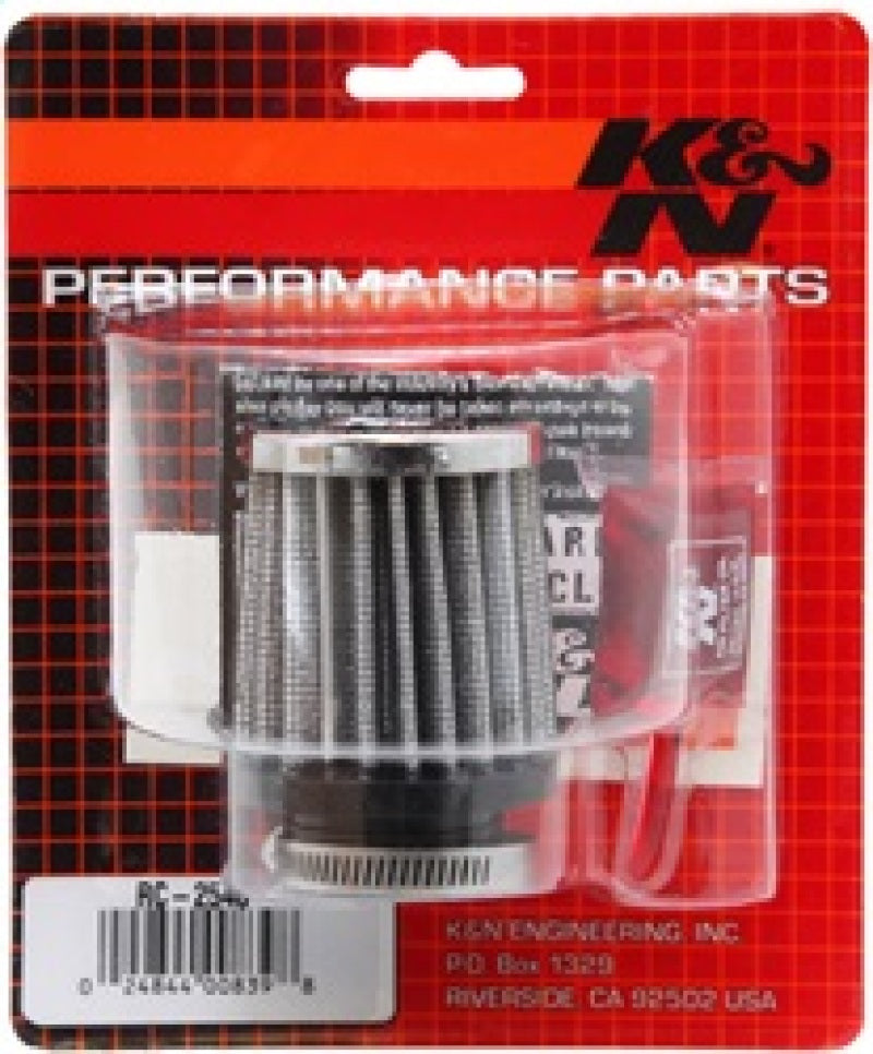 K&N Universal Chrome Filter 1 1/8 inch FLG / 2 1/4 inch Bottom / 2 inch Top / 2.5 inch Height