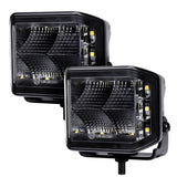 Go Rhino Xplor Blackout Series Cube LED Sideline Flood Light Kit (Surface Mount) 4x3 - Blk (Pair)