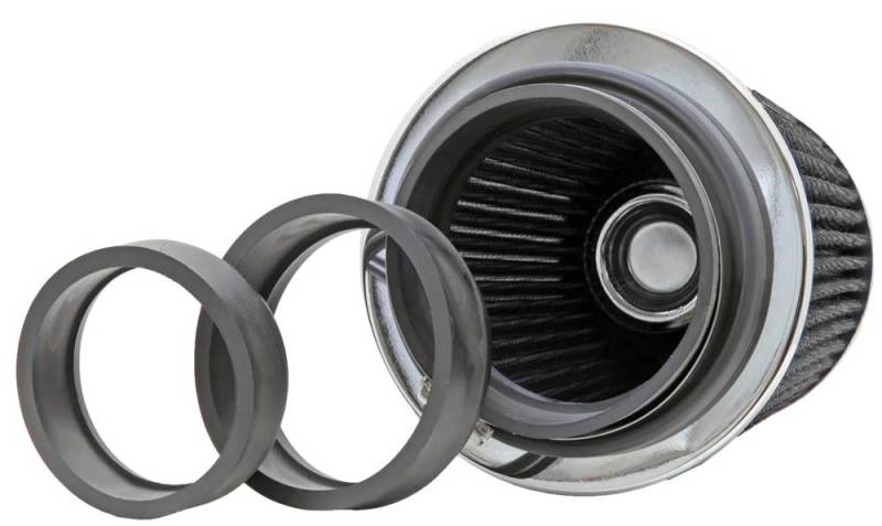 K&N Universal Filter Chrome Round Tapered White - 4in Flange ID x 1.125in Flange Length x 5.5in H
