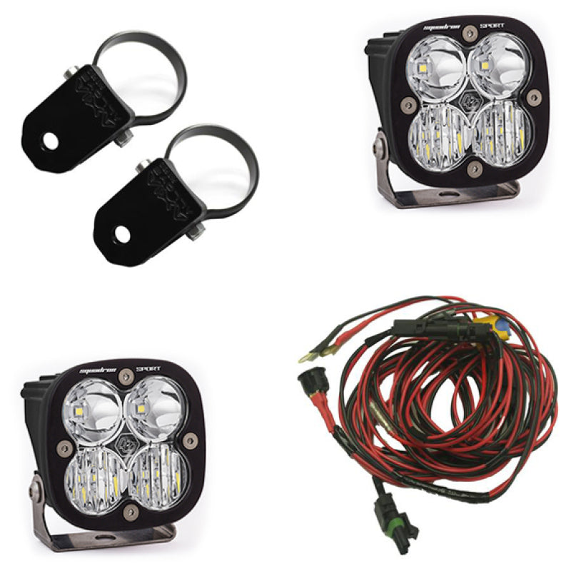 Baja Designs Squadron Sport Polaris A-Pillar LED Light Pods w/ 2.0in Harness/Mounts Kit