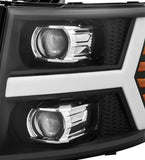 AlphaRex 07-13 Chevy 1500HD PRO-Series Proj Headlight Plank Style Matte Blk w/Activ Light/Seq Signal