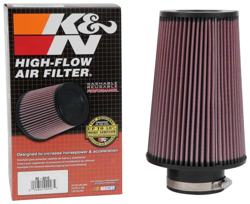 K&N Universal Rubber Filter 3inch FLG / 6inch OD-B / 4-5/8inch OD-T / 9inch L