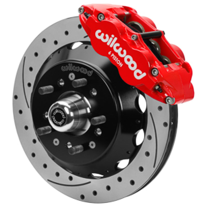 Wilwood Forged 6 Piston Red Superlite Caliper GT 48 Vane Spec37 Drilled & Slotted Rotor - 12.88x1.25