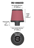 K&N Filter Universal Clamp-On Filter-Round Tapered 2.75in Flange ID x 6in Base OD x 5in Top OD