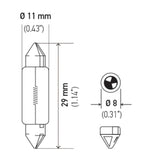 Hella Bulb 6430 24V 3W SV7-8 T2.5 8x29mm