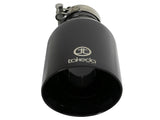 aFe Takeda 409 SS Clamp-On Exhaust Tip 2.5in. Inlet / 4.5in. Outlet / 9in. L - Black