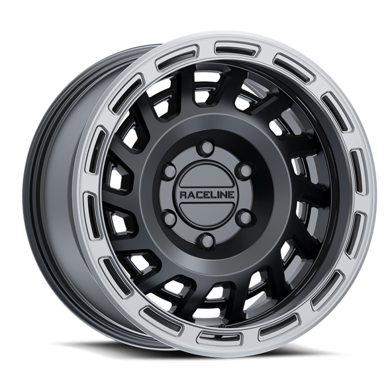 Raceline 957BS Halo 17x8.5in / 6x120 BP / 0mm Offset / 67.1mm Bore - Black & Silver Lip Wheel